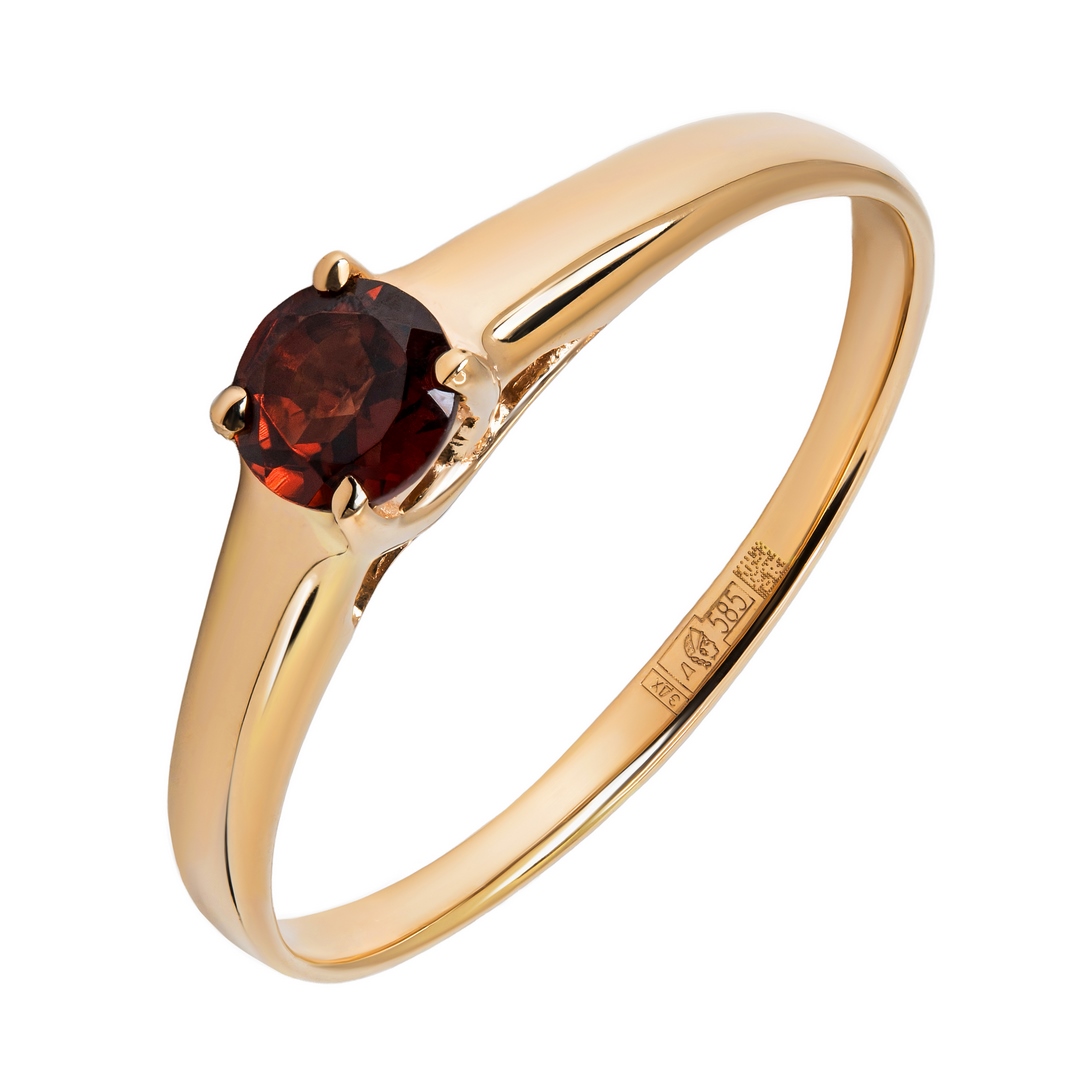 Кольцо из красного золота с гранатом