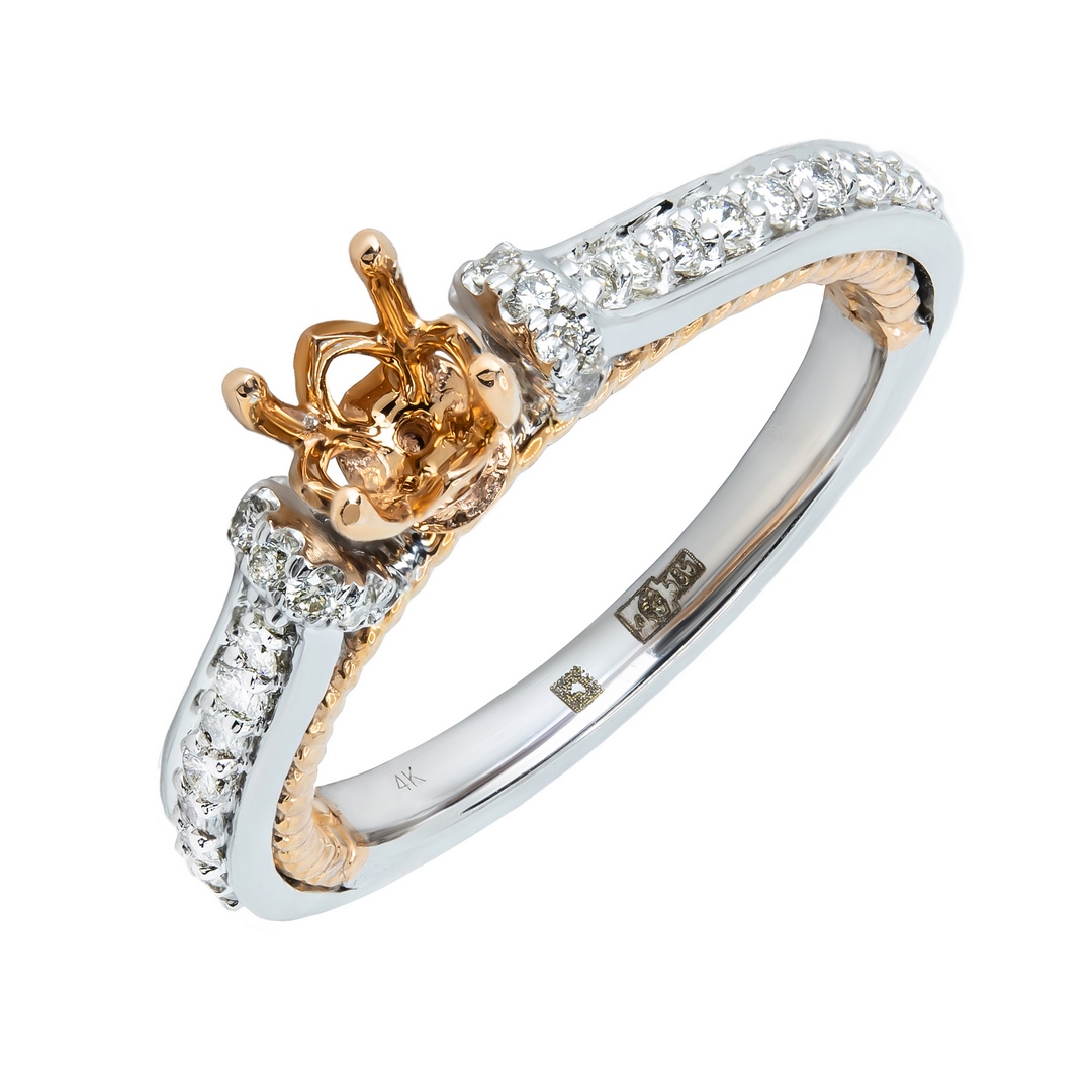 Кольцо из комбинированного золота с бриллиантами