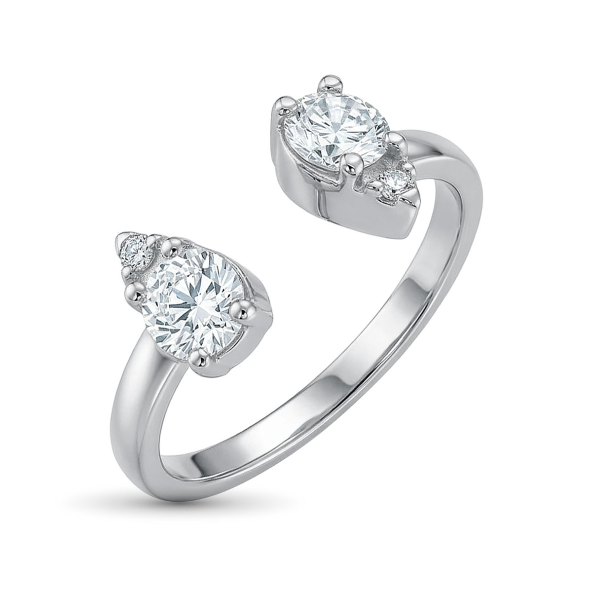 Кольцо из родированного золота с бриллиантами