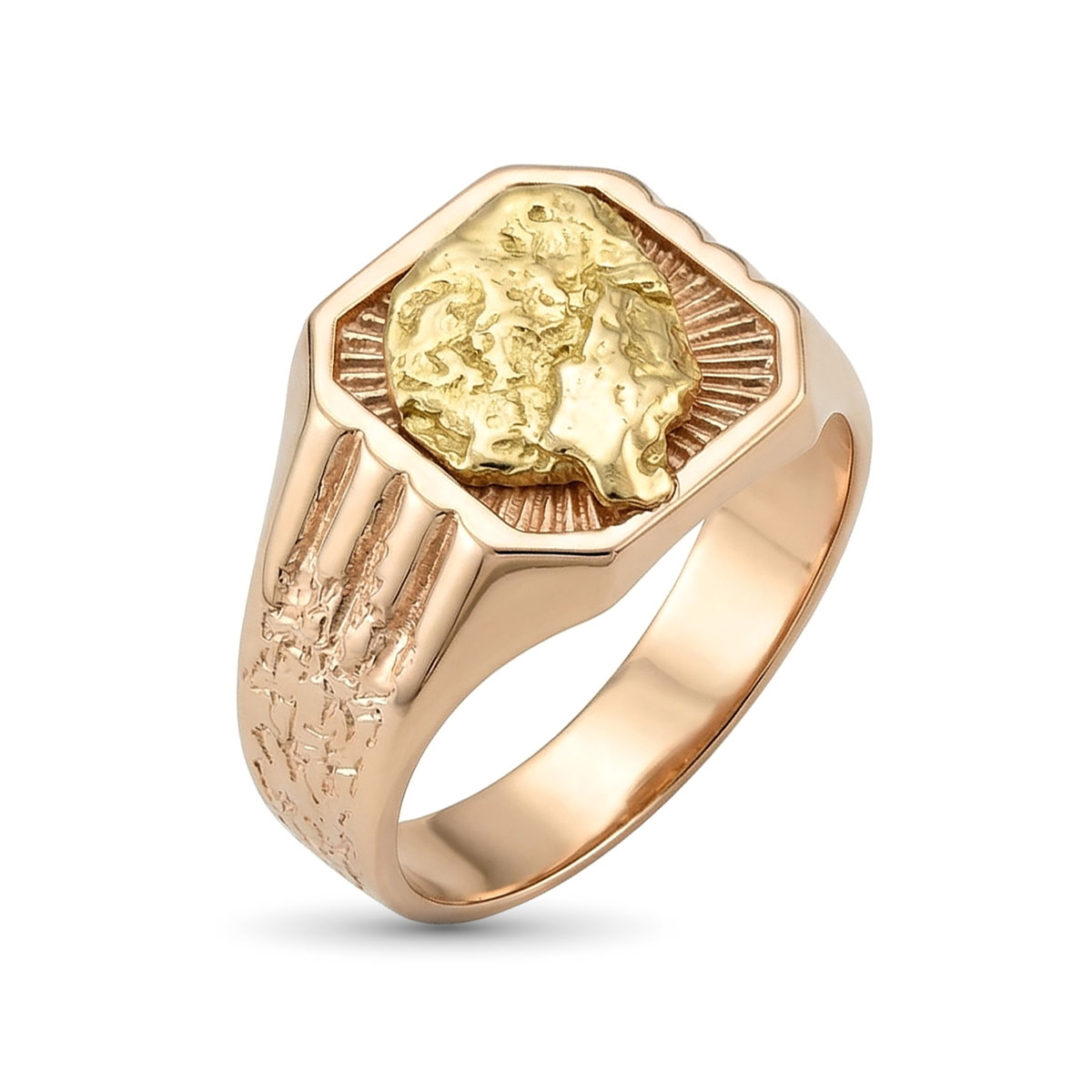 Кольцо из красного золота с самородком