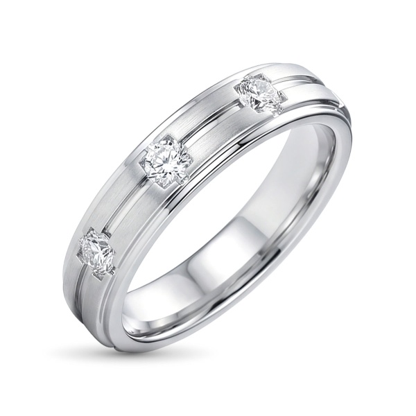 Кольцо из родированного золота с бриллиантами