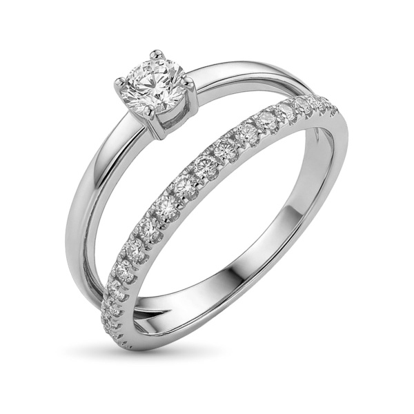 Кольцо из родированного золота с бриллиантами