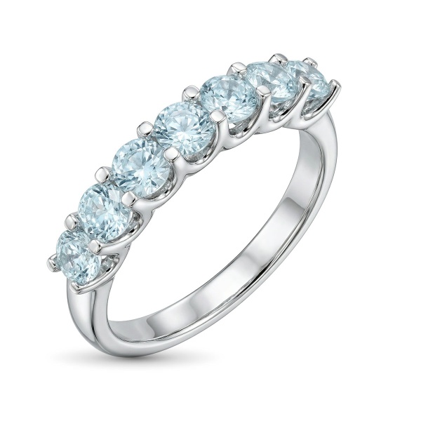 Кольцо из родированного золота с аквамарином