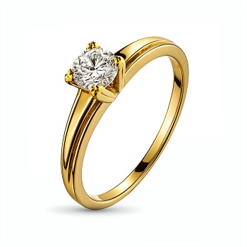 Кольцо из желтого золота с бриллиантом