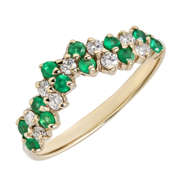 Кольцо из белого золота с изумрудпт и бриллиантами