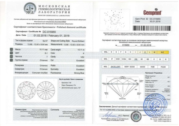 Бриллиант  10,110 карат