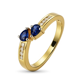 Кольцо из желтого золота с сапфирами и бриллиантами