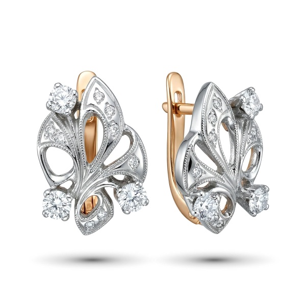 Серьги из комбинированного золота с бриллиантами