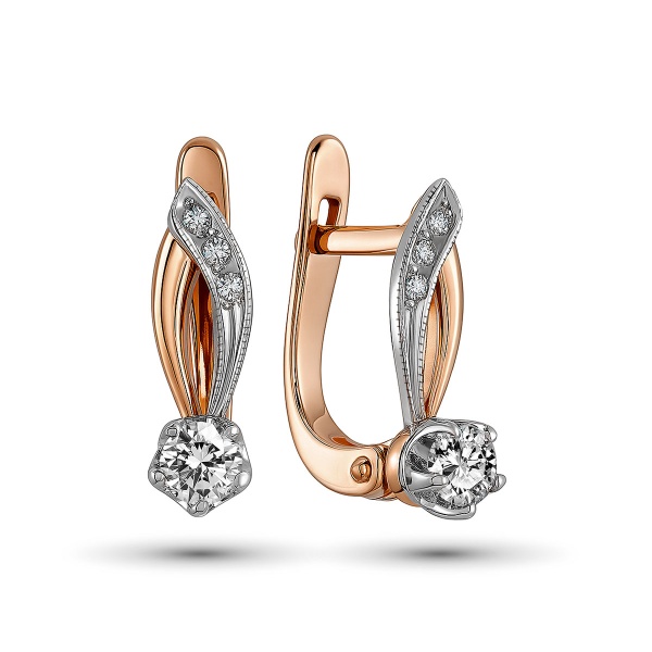 Серьги из комбинированного золота с бриллиантами