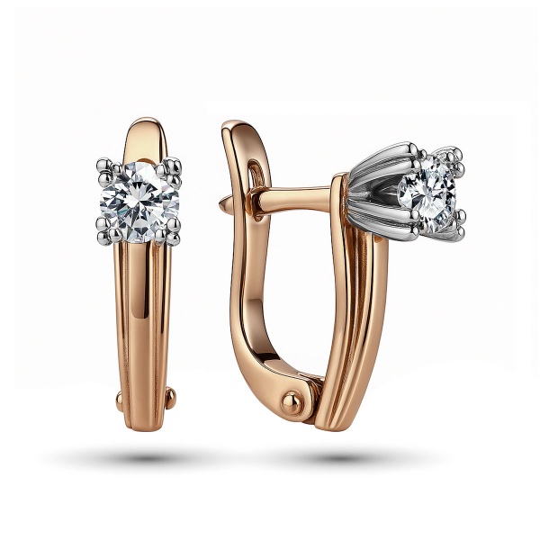 Серьги из комбинированного золота с бриллиантами