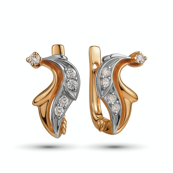 Серьги из комбинированного золота с бриллиантами