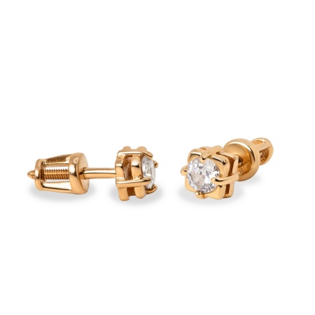 Серьги из красного золота с фианитом