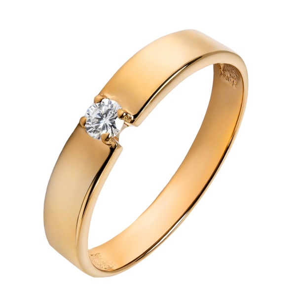 Кольцо из красного золота с бриллиантом