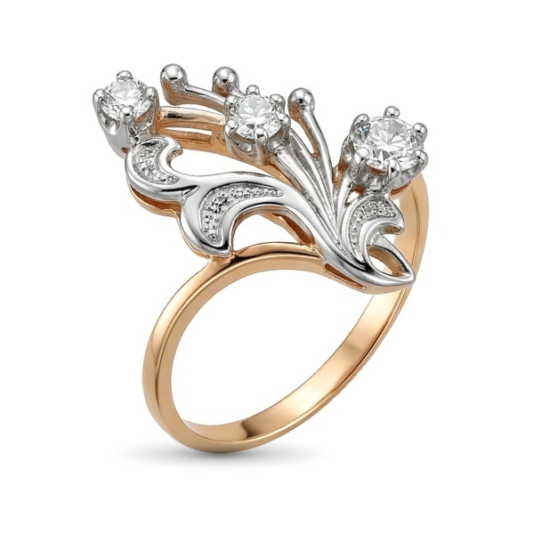 Кольцо из комбинированного золота с бриллиантами