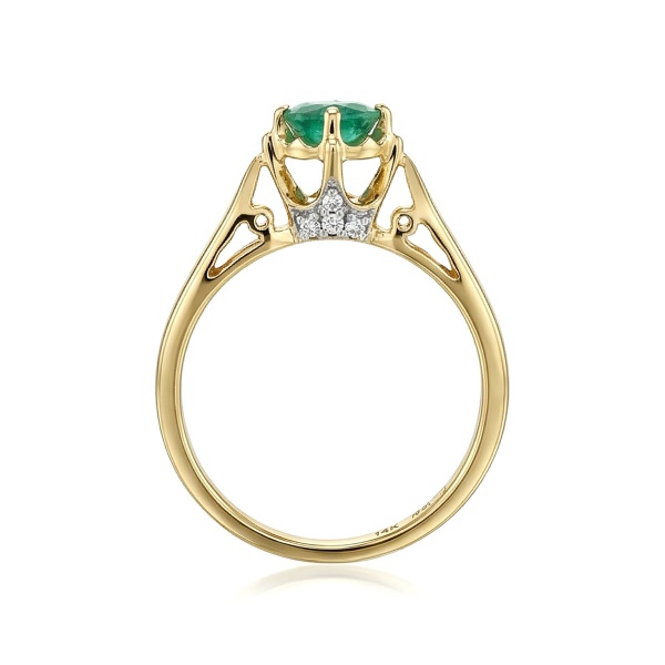 Кольцо из желтого золота с изумрудпт и бриллиантами