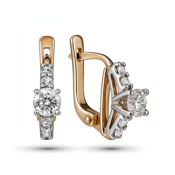 Серьги из комбинированного золота с бриллиантами