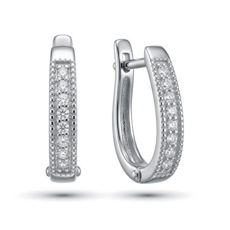 Серьги из родированного золота с бриллиантами