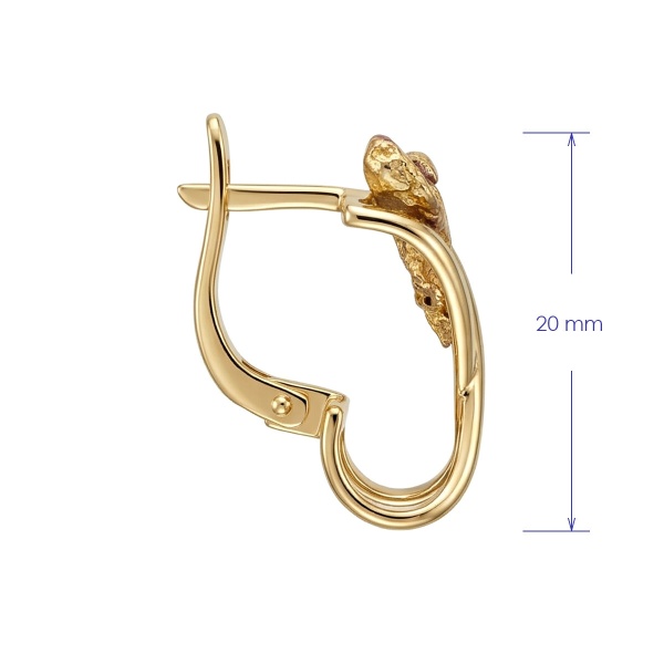 Серьги из желтого золота с самородком