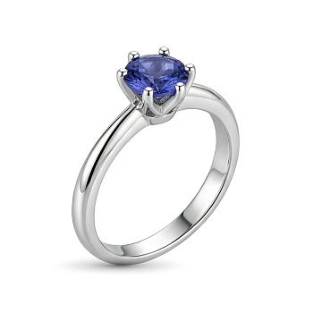 Кольцо из родированного золота с танзанит