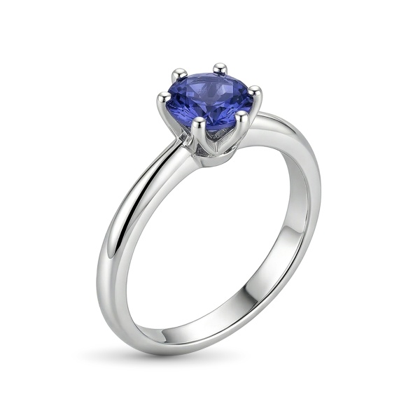 Кольцо из родированного золота с танзанит