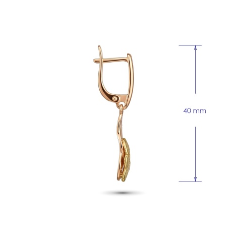 Серьги из красного золота с самородком