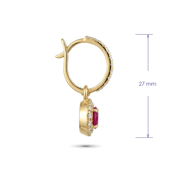 Серьги из желтого золота с рубинами и бриллиантами