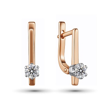 Серьги из комбинированного золота с бриллиантами