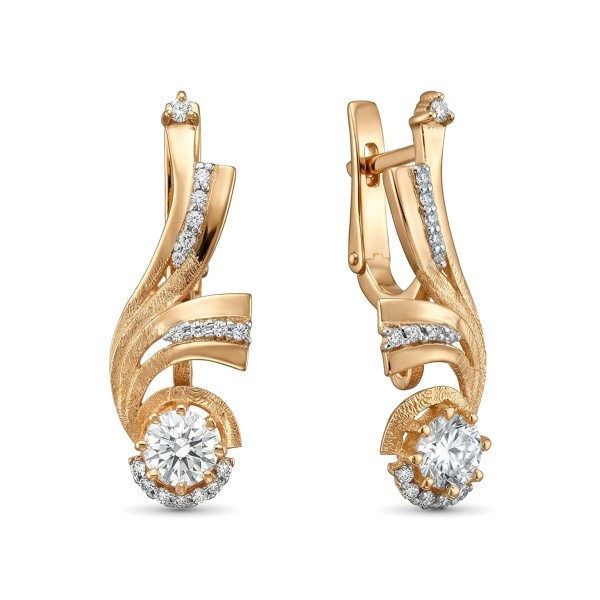 Серьги из красного золота с бриллиантами