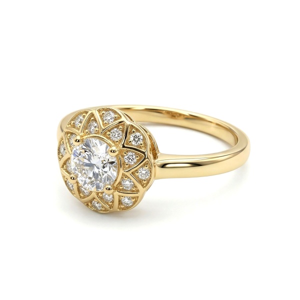 Кольцо из желтого золота с 1кр57-0,330-, 8-1/3а, 1кр57-0,360-, 8-2/8а, бриллиантами