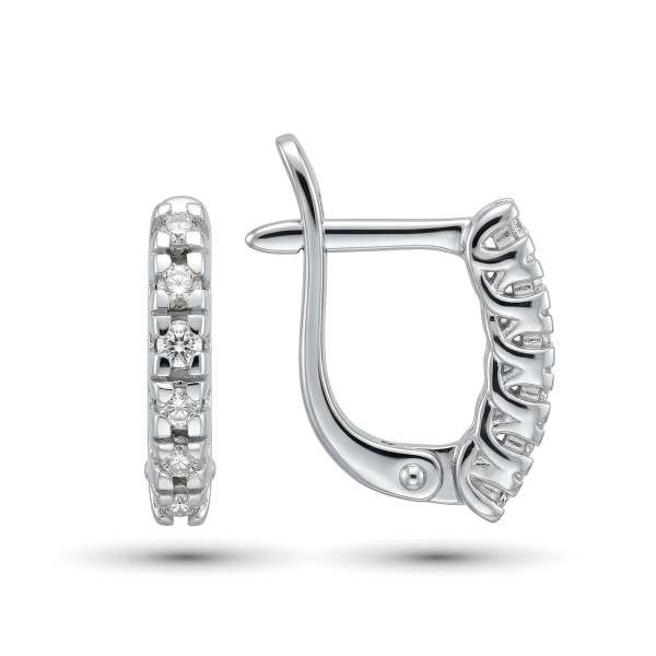 Серьги из родированного золота с бриллиантами