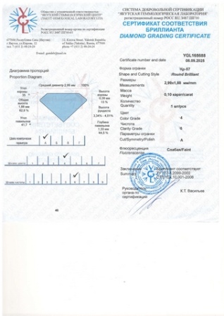 Бриллиант круглый 0,100 карат