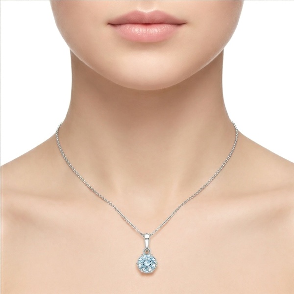 Подвеска из родированного золота с аквамарином