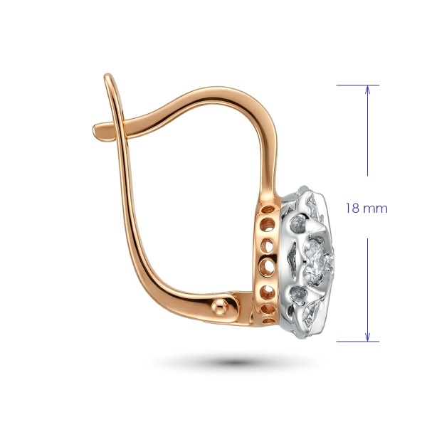 Серьги из комбинированного золота с бриллиантами