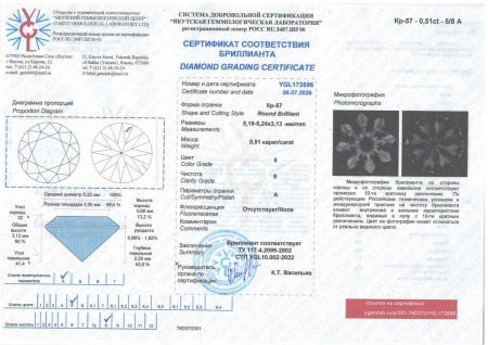 Бриллиант  0,510 карат