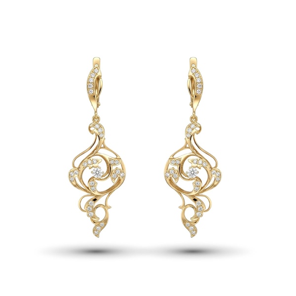 Серьги из желтого золота с бриллиантами