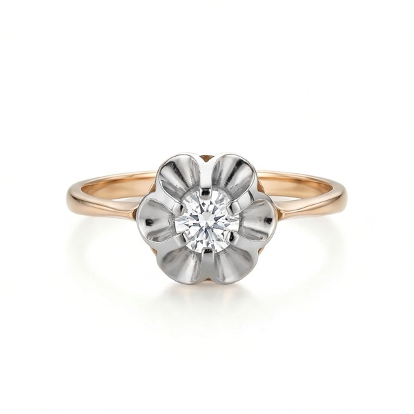 Кольцо из комбинированного золота с бриллиантом