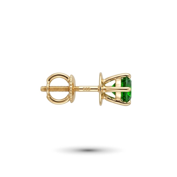 Серьги из желтого золота с хромдиопсидом