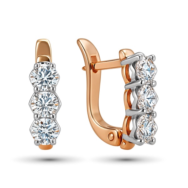 Серьги из комбинированного золота с бриллиантами