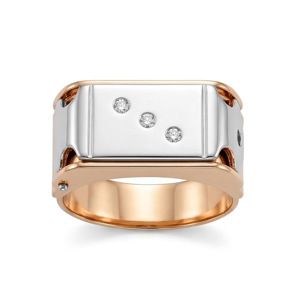 Кольцо из комбинированного золота с бриллиантами