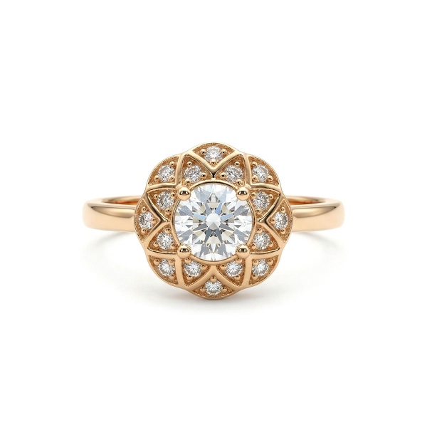 Кольцо из красного золота с бриллиантами