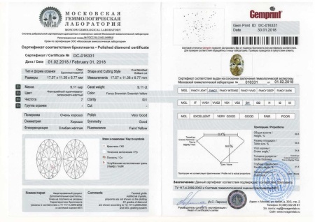 Бриллиант овал 9,110 карат