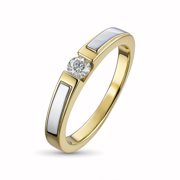 Кольцо из комбинированного золота с бриллиантом