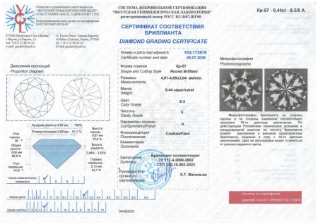 Бриллиант круглый 0,440 карат