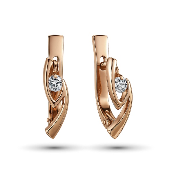 Серьги из красного золота с бриллиантами