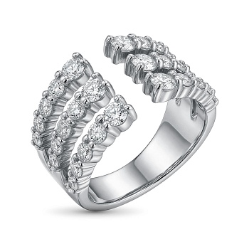 Кольцо из родированного золота с бриллиантами