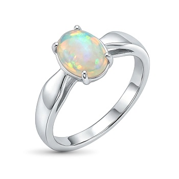 Кольцо из родированного золота с опалом