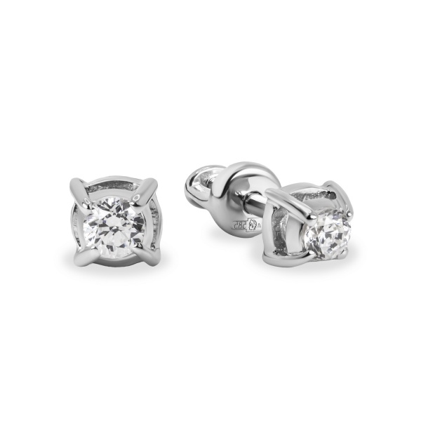 Серьги из белого золота с фианитом