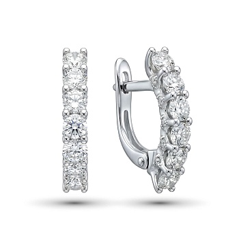 Серьги из родированного золота с бриллиантами