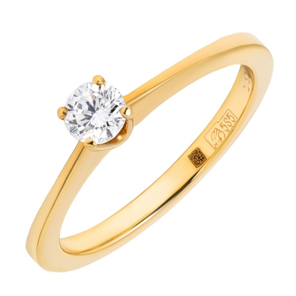 Кольцо из желтого золота с бриллиантом