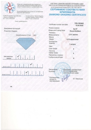 Бриллиант круглый 0,120 карат
